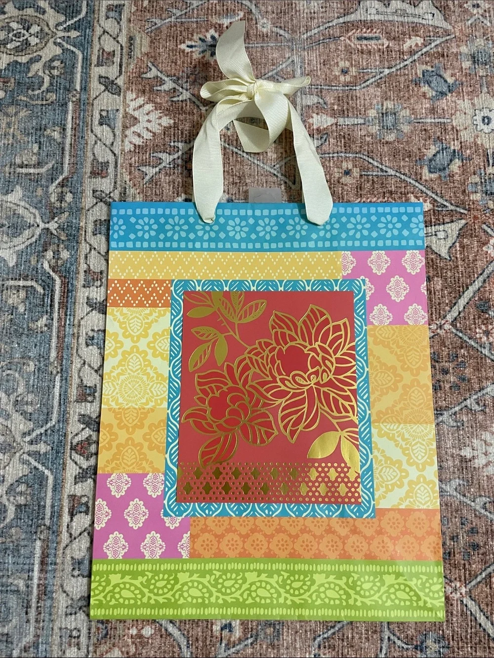 Bundle Set of 9 Colorful Assorted Gift Bags - Floral & Patterned Set
